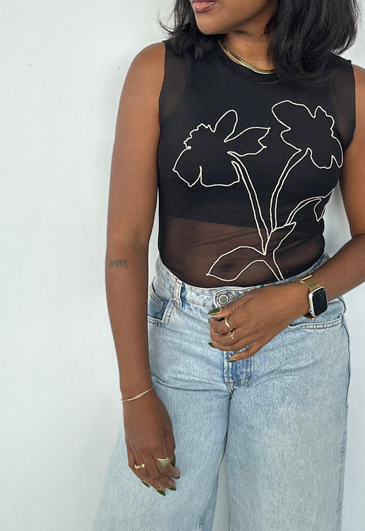 Floral Sheer Mesh Top