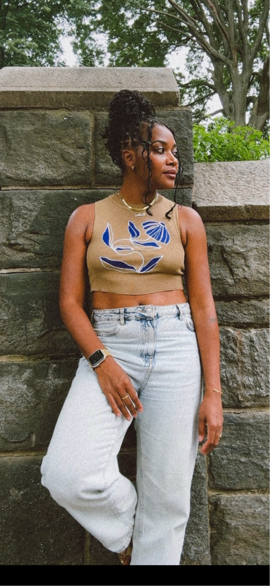 Boho Floral Knit Crop Top