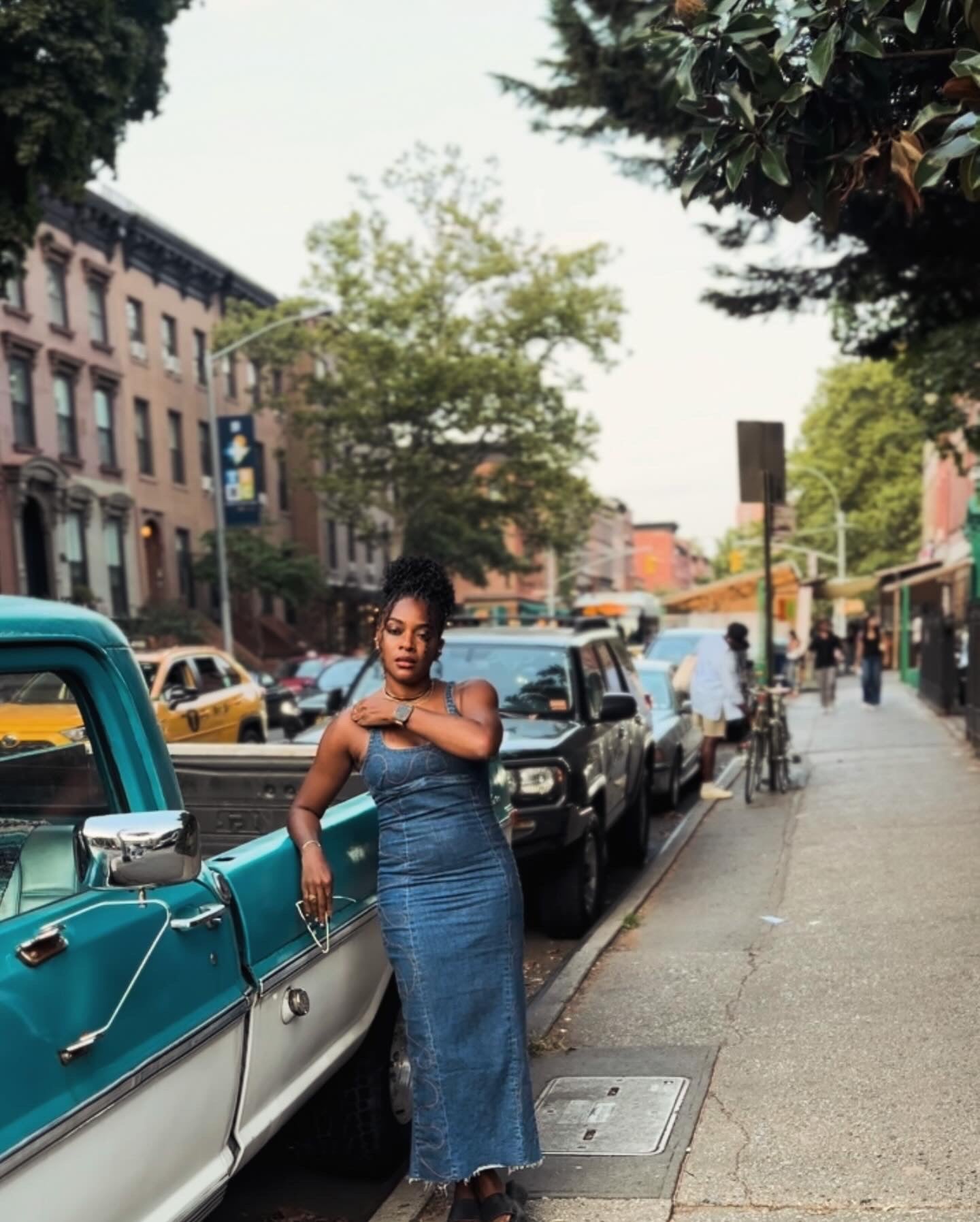 Scribble Blue Jean Embroidered Dress