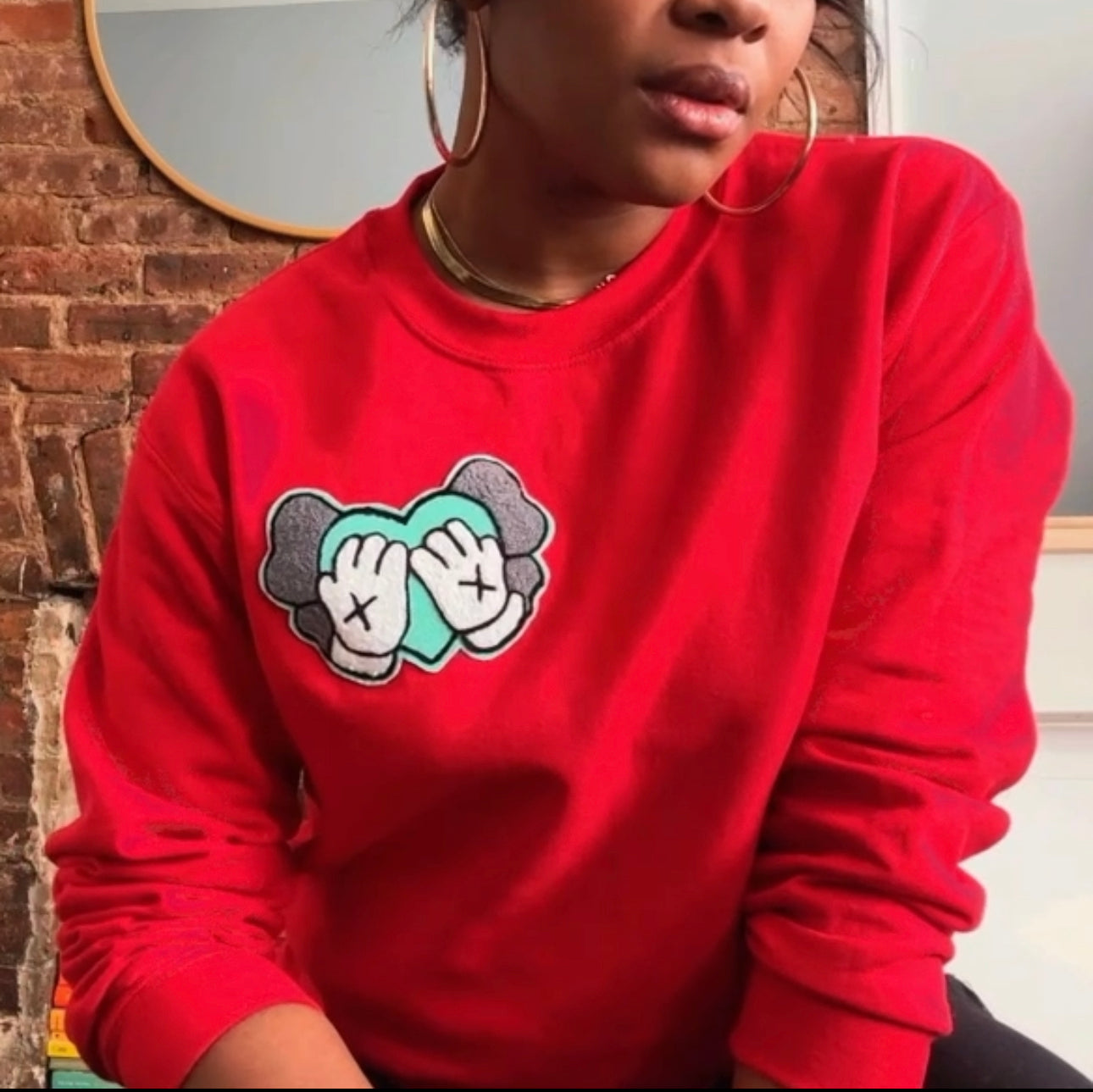 Funny Valentine Embroidered Patch Sweatshirt