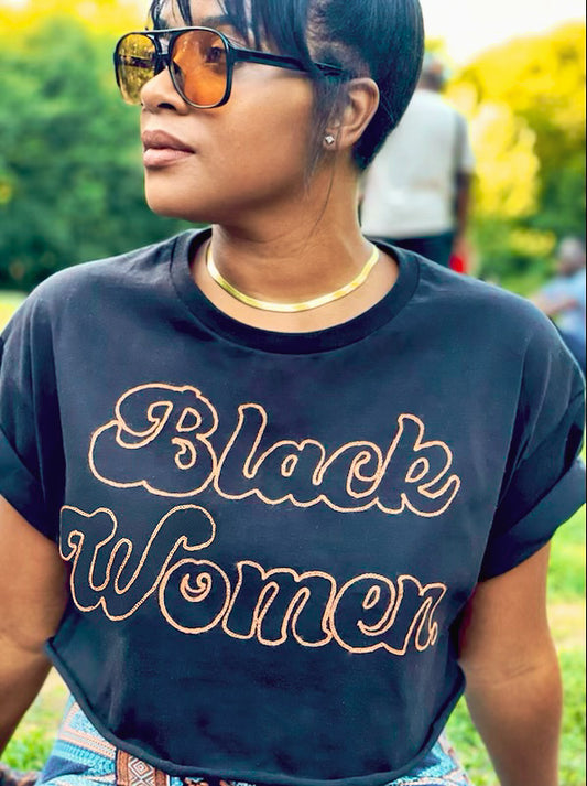 BLACK WOMEN Embroidered Unisex T-shirt