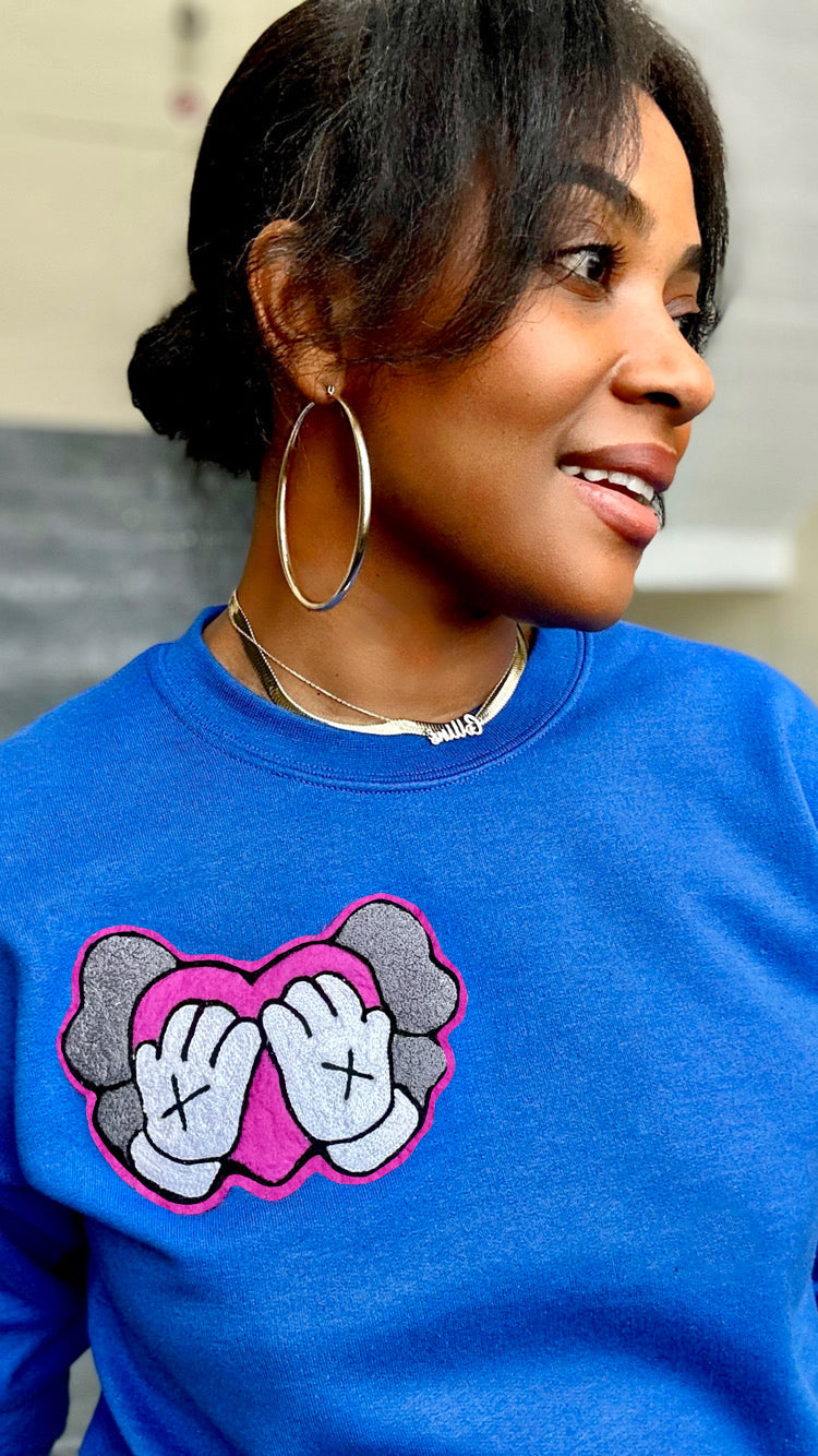 Funny Valentine Embroidered Patch Sweatshirt