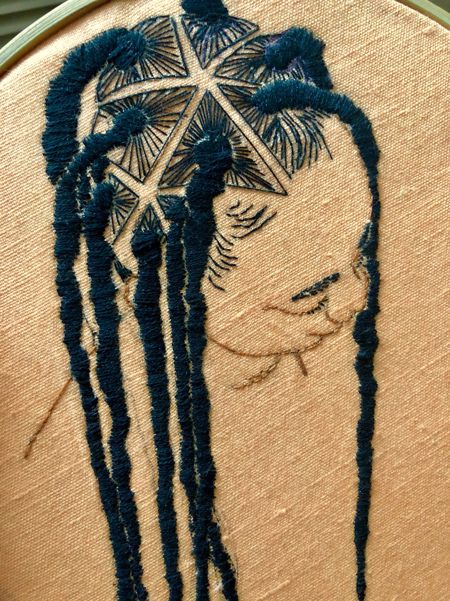 Goddess Braids Embroidered Art