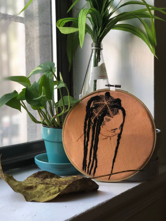 Goddess Braids Embroidered Art