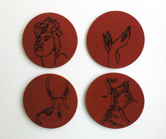 The Feels - Completed 8in Hand Embroidered, embroidery art, black is beautiful, black women, line art