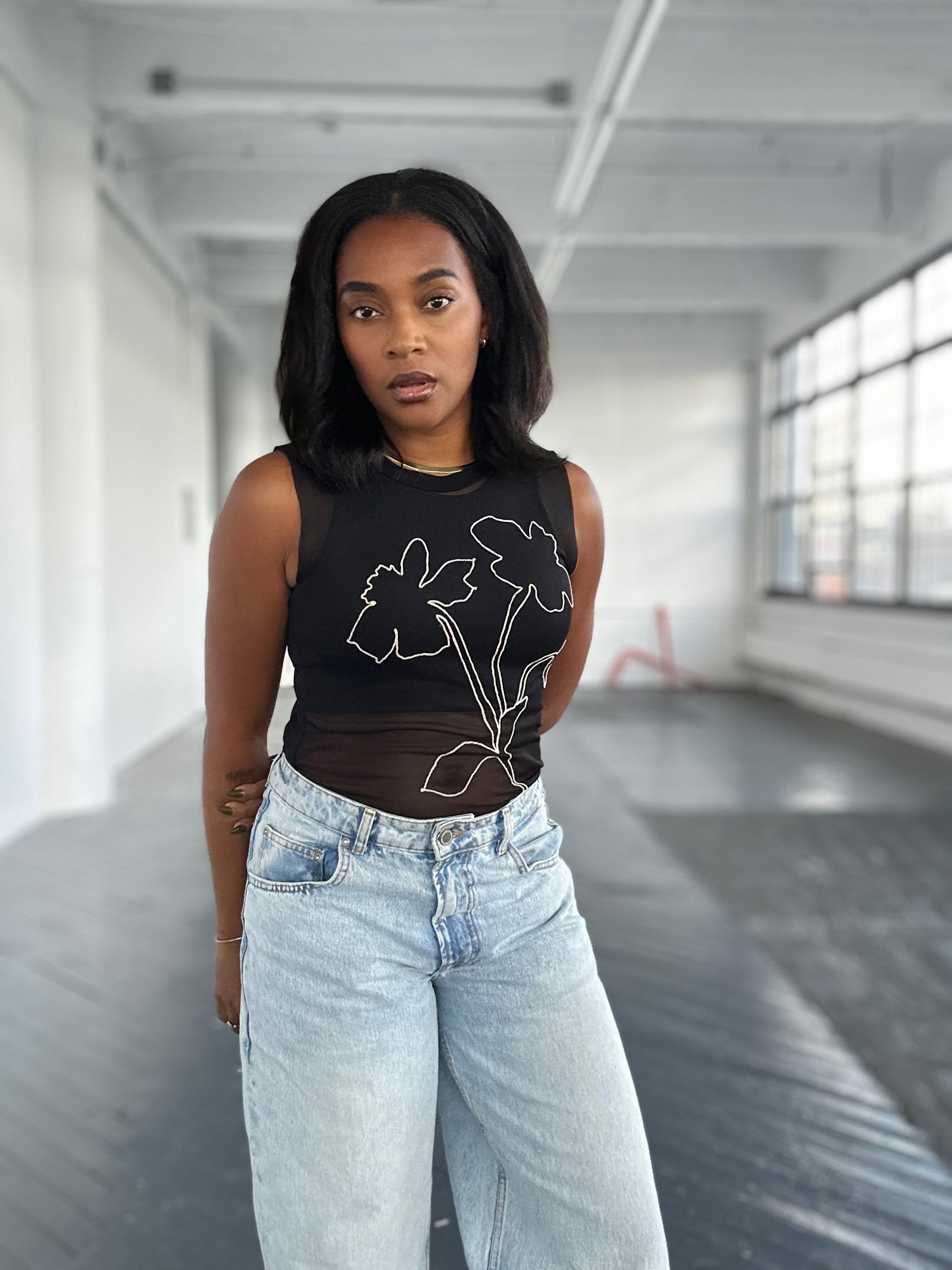 Floral Sheer Mesh Top