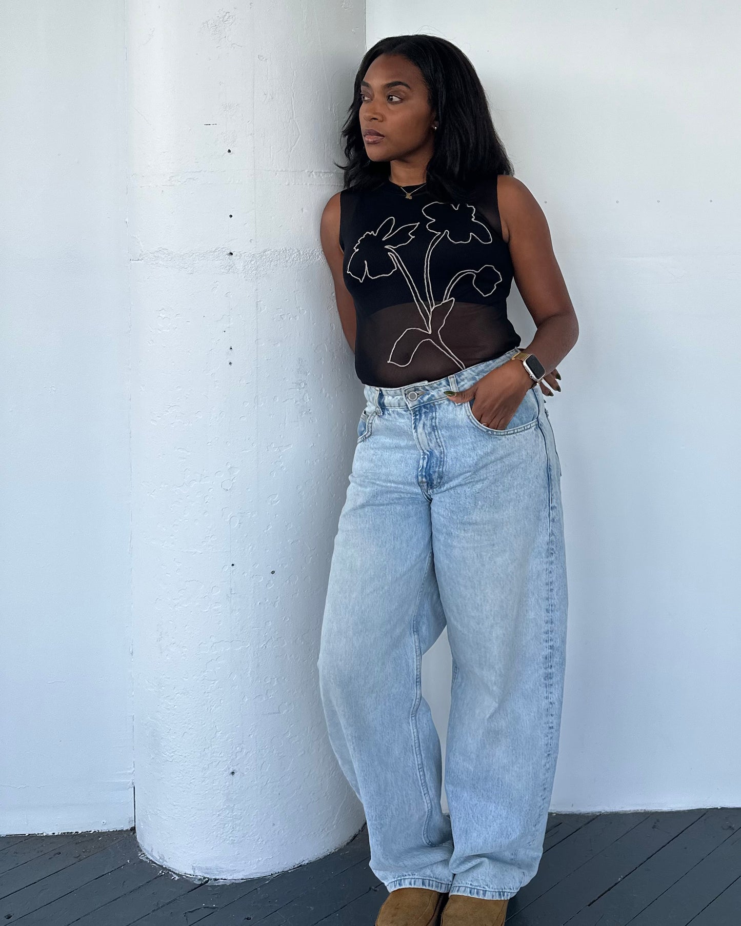 Floral Sheer Mesh Top