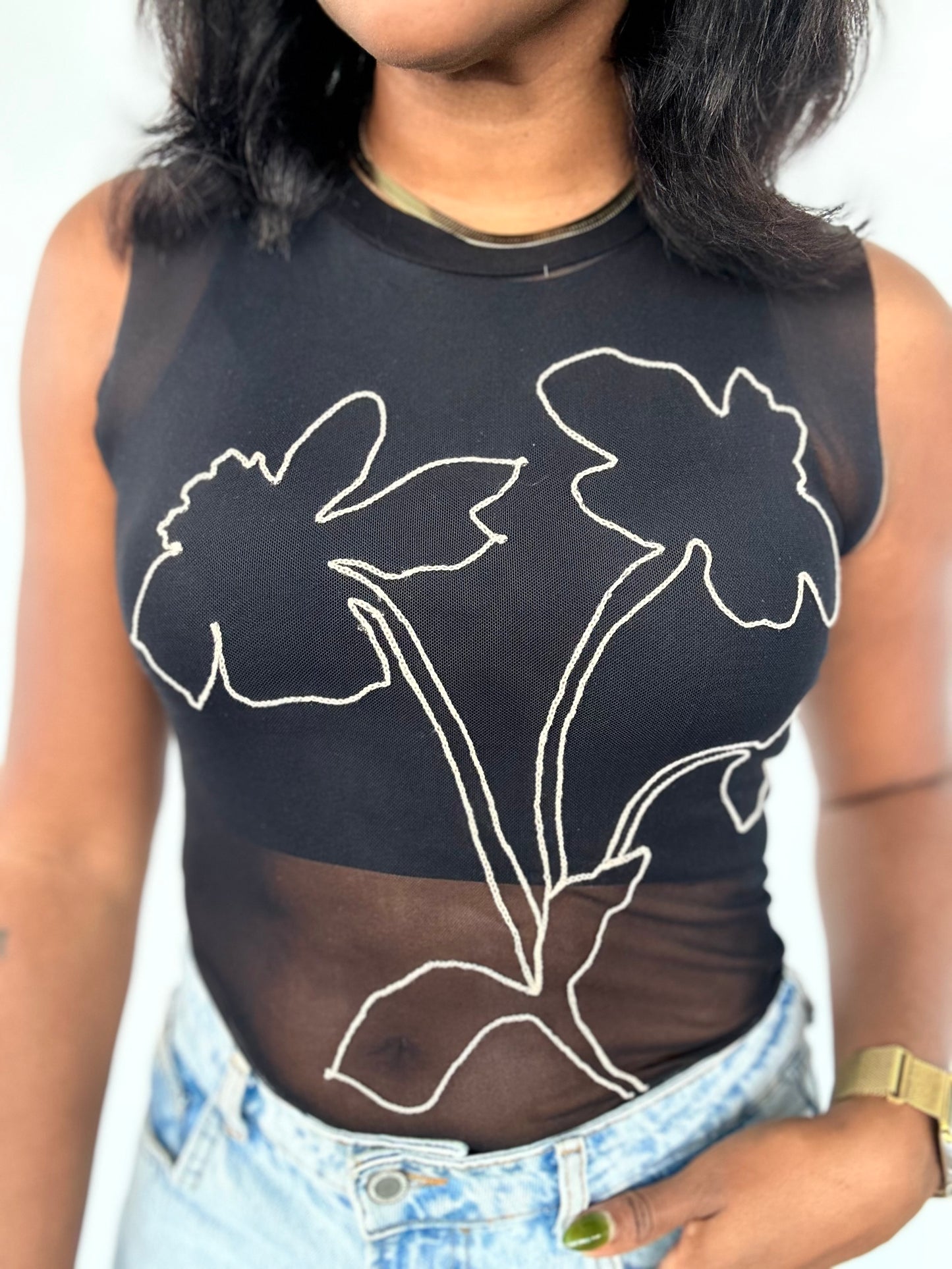 Floral Sheer Mesh Top