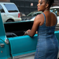 Scribble Blue Jean Embroidered Dress
