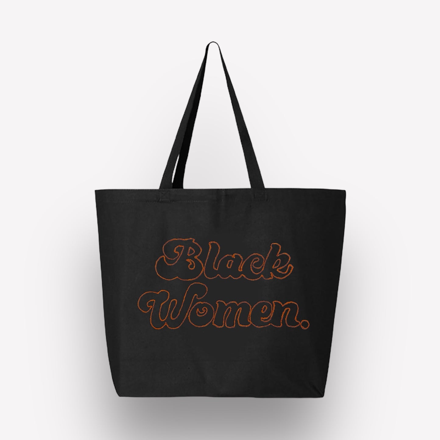 Black Women Embroidered Tote