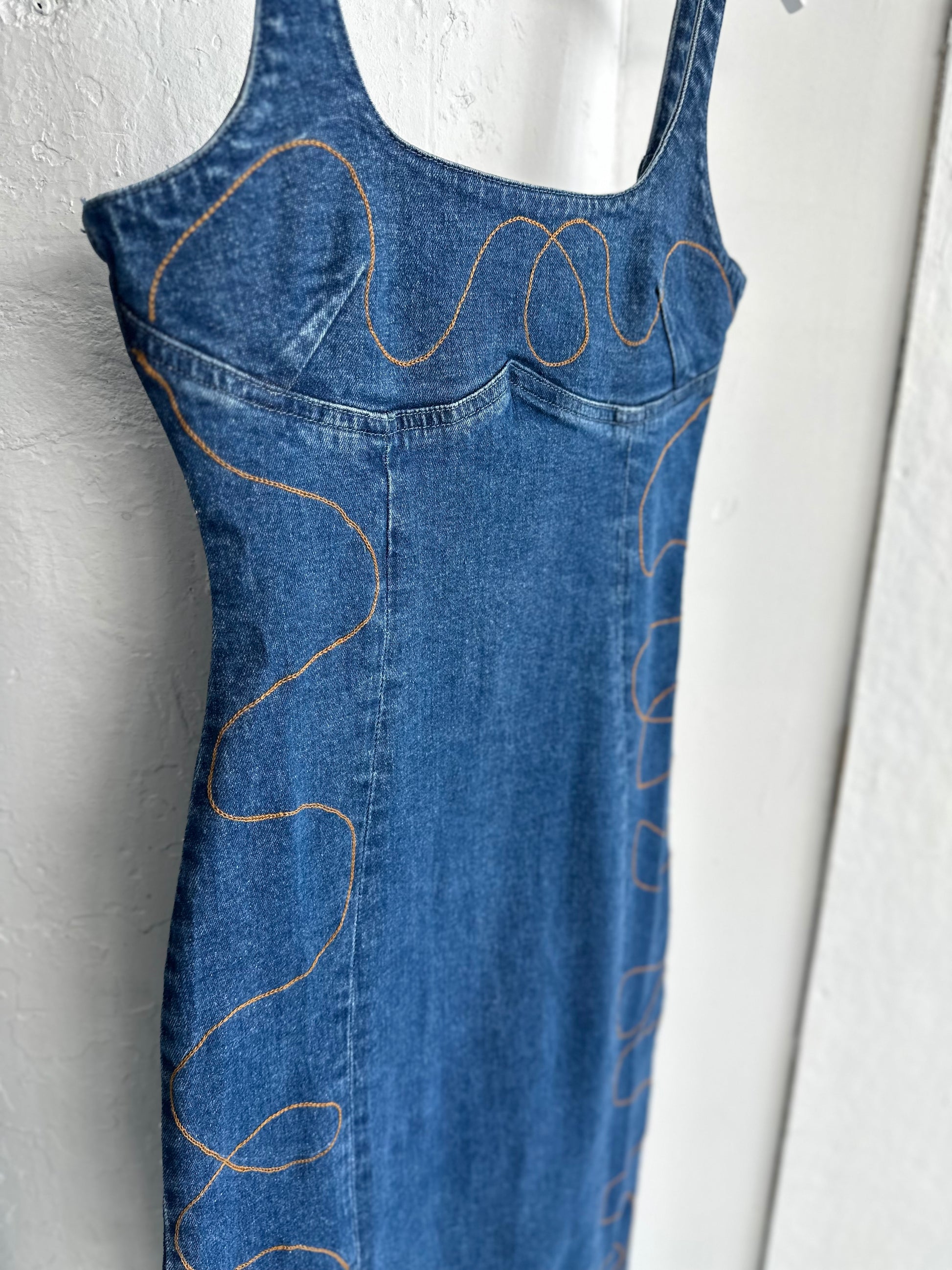 Scribble Blue Jean Embroidered Dress Create The Culture Embroidery Scribble Blue Jean Embroidered Dress Create The Culture Embroidery