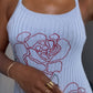 Gimme Roses Embroidered Ribbed Knit Dress