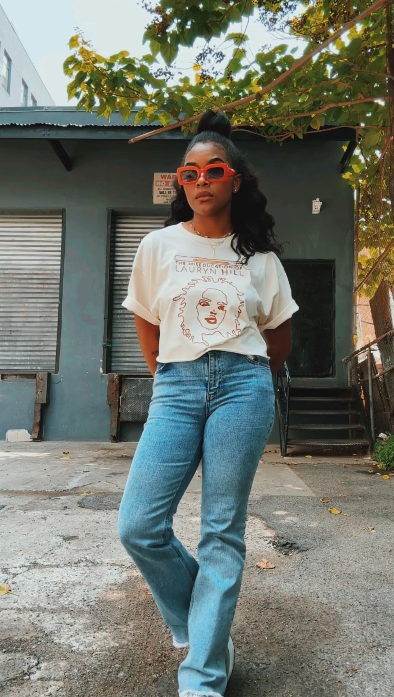 Miseducation of Lauryn Hill Embroidered Cropped T-shirt