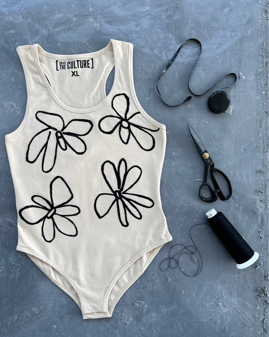 Floral Body Embroidered Bodysuit