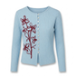 Sky Blue Floral Embroidered Knit Button-Up Top