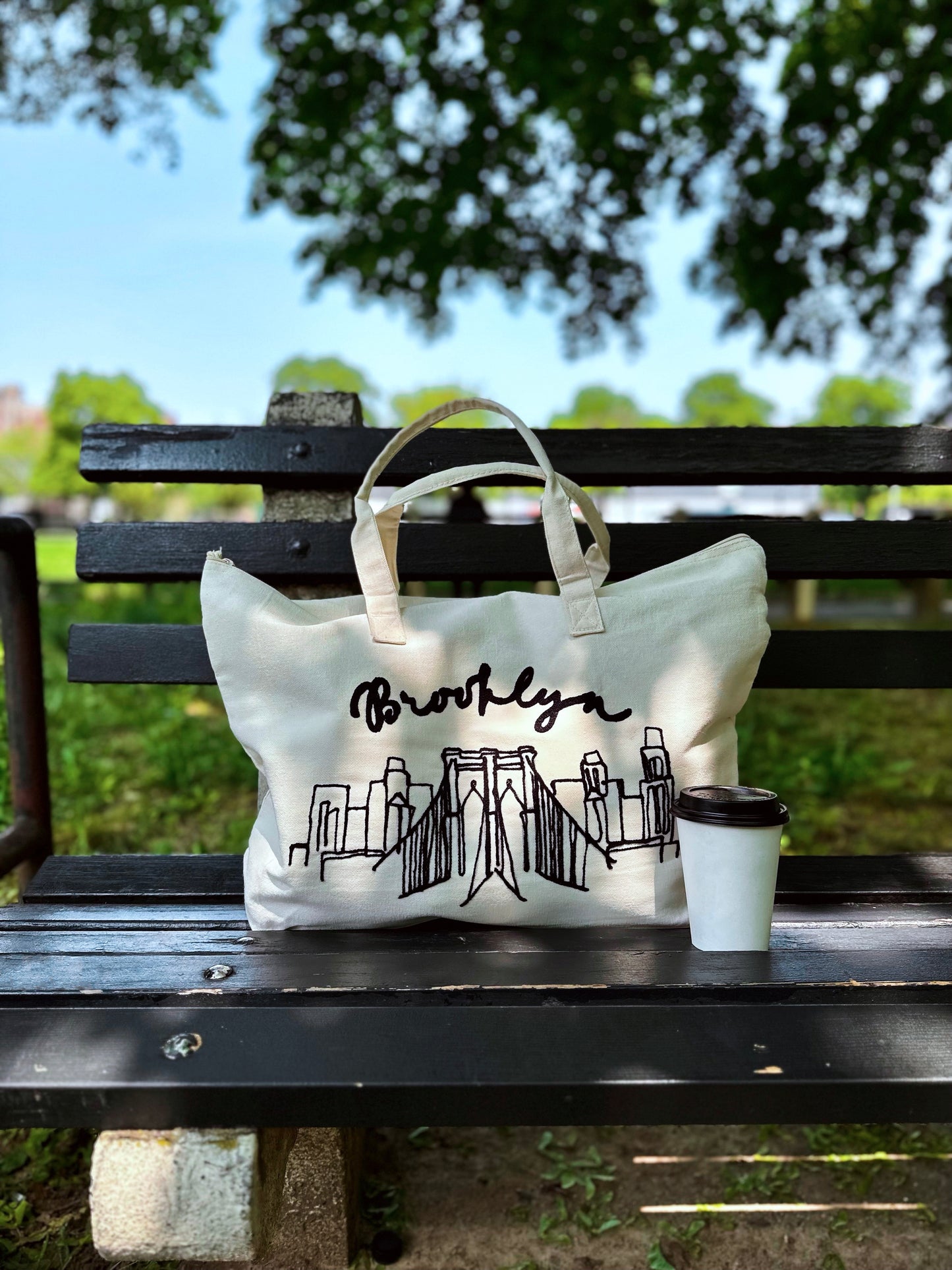 Brooklyn Bridge Embroidered Tote