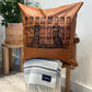 The Brownstones, 26x26 Embroidered Faux Leather Pillow