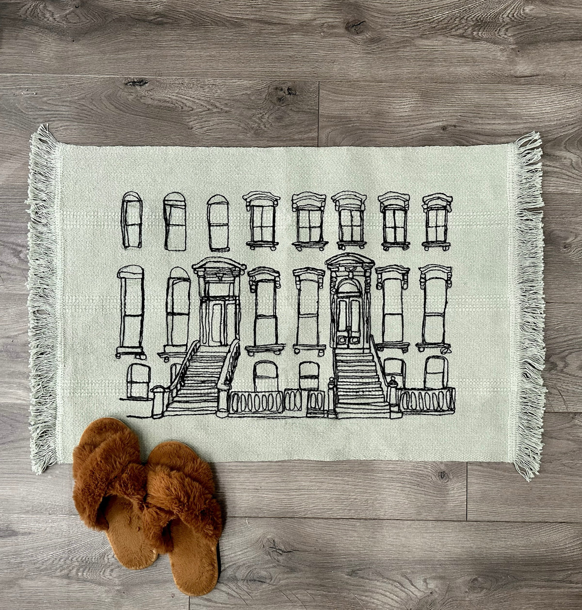 Embriodered Rug Brownstone Sage Embroidered Rug – Create The Culture Embroidery