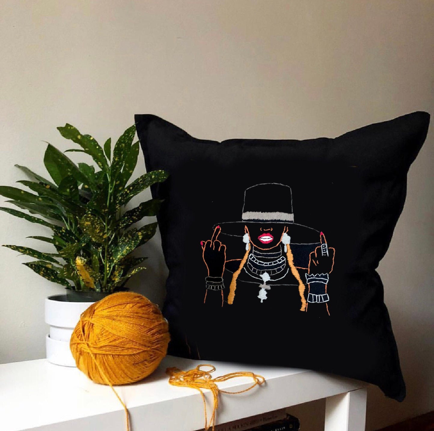 Slay, 20x20 Embroidered Pillow